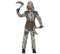 FIESTAS GUIRCA Déguisement Ninja Squelette - Guerrier Fantôme - Déguisement Halloween Enfant 7-9 Ans