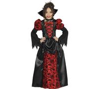 Fiestas Guirca - Costume Vampiresse enfant 7-9 ans pour filles - Robe et col - Noir et rouge