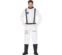 FIESTAS GUIRCA Déguisement Officiel NASA Combinaison Spatiale Homme - Déguisement Astronaute Blanc Déguisement Homme Taille S 46-48