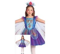 FIESTAS GUIRCA Déguisement Paon Merveilleux Filles - Robe Paon Bleu et Violet avec Ailes - Costume Enfants - Filles Âge 7-9 Ans