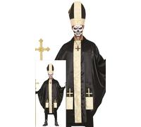 FIESTAS GUIRCA Déguisement Pape Diabolique Homme - Costume Évêque Cardinal Noir et Or - Costumes Halloween Homme Taille Adulte L