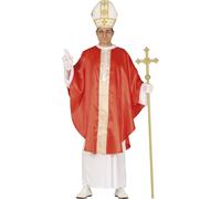 FIESTAS GUIRCA Déguisement Pape Homme - Costume Cardinal Rouge avec Chapeau Pape - Déguisement Evêque Homme Taille M 48-50