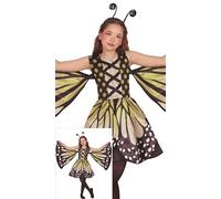 FIESTAS GUIRCA Déguisement Papillon Merveilleux Filles - Robe Papillon Monarque Jaune avec Ailes - Costume Enfants - Filles Âge 7-9 Ans