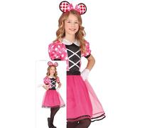 FIESTAS GUIRCA Déguisement Petite Souris Rose pour Filles - Serre tête Oreilles de Souris et Robe à Pois - Costume Enfants - Filles Âge 3-4 Ans