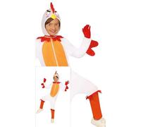 FIESTAS GUIRCA Déguisement poulet effronté pour garçons ou filles - Combinaison poule et chapeau de coq - Costume enfants - Unisexe Âge 10-12 Ans