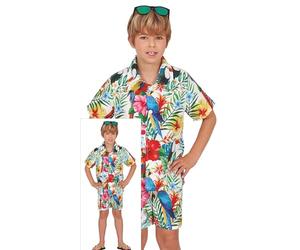 FIESTAS GUIRCA Déguisement pour Garçon Étoile Hawaïenne - Tenue de Fête d'Été avec Chemise et Short - Costume Aloha Majorque Costume pour Enfants Garçons - Garçons Âge 5-6 Ans