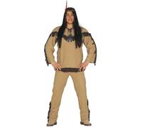 FIESTAS GUIRCA Déguisement pour homme d'inspiration amérindienne - Costume Homme avec bandeau à plumes Taille M 48-50