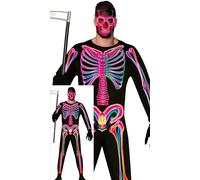 FIESTAS GUIRCA Déguisement pour hommes Neon Spook - Costume de combinaison squelette néon - Costumes d'Halloween pour hommes taille adulte M