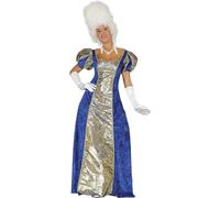 FIESTAS GUIRCA Déguisement Reine Baroque Femme - Robe Duchesse Bleue et Or - Costume Historique Déguisement pour Femme Taille S 36-38