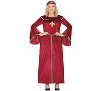 FIESTAS GUIRCA Déguisement Reine Médiévale Femme - Robe de Princesse Médiévale Rouge Foncé avec Bordure Dorée - Costume Historique pour Femme Taille XL 46-48