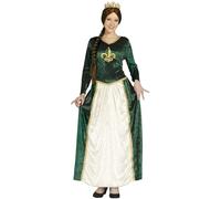 FIESTAS GUIRCA Déguisement Reine Médiévale pour Femme - Robe Verte de Princesse - Costumes Historiques pour Femme Taille S 36-38