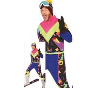 FIESTAS GUIRCA Déguisement rétro pour homme - Combinaison de ski coloré des années 80 amusant pour homme - Survêtement de skieur de snowboard des années 90 - Deguisement Adulte EVG - Taille L