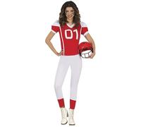 FIESTAS GUIRCA Déguisement Rugby pour Femme - Uniforme Rouge Quarterback Football Américain - Costume pour Femme Taille S 36-38