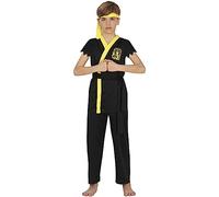 FIESTAS GUIRCA Déguisement Serpent Combat pour Garçon - Guerrier Karaté Noir pour Enfant 7-9 ans