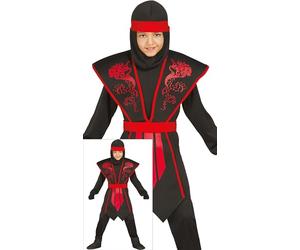 FIESTAS GUIRCA Déguisement Shadow Ninja pour Garçon - Costume Ninja Dragon Rouge - Costumes d'Halloween pour Garçons Âge 3-4 Ans
