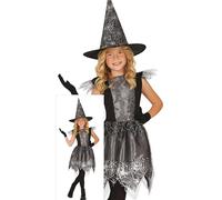 FIESTAS GUIRCA Déguisement de sorcière en toile d'araignée pour fille - Comprend une robe et un bonnet de sorcière en toile d'araignée - Déguisement d'Halloween pour filles de 5 à 6 ans