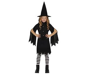 FIESTAS GUIRCA Déguisement Sorcière Salem Fille - Petite Sorcière Noire avec Chapeau de Sorcière - Déguisement Halloween Fille 3-4 Ans
