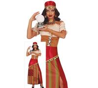 FIESTAS GUIRCA | Déguisement Voyante Adulte Femme - Beige Brun | Set 3 Pièces | Effet Patchwork | Détails Dorés | Taille L 42-44 | Polyester | Carnaval, Halloween, Soirées À Thème