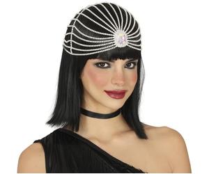 FIESTAS GUIRCA | Diadème avec Tocado de Pierres Précieuses - Accessoire de Costume pour Princesses et Années '20 - Idéal pour Fêtes et Carnaval - Femme Adulte - Argent