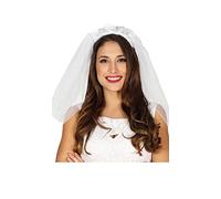 FIESTAS GUIRCA | Diadème avec Voile de Mariée (Taille Unique) - Accessoire de Costume Amusant pour Enterrement de Vie de Jeune Fille, Bachelor Party et Future Mariée - Idéal pour Femme Adulte - Blanc