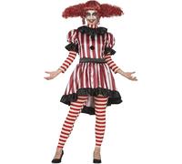 FIESTAS GUIRCA | Disfraz de Payaso Terrorífico pour Femme (38-40/M) - Robe, Col et Pantalon - Costumes de Clown pour Halloween, Carnaval et Fêtes Déguisées - Idéal pour Adultes - Noir et Rouge