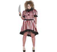 FIESTAS GUIRCA | Disfraz de Payaso Terrorífico pour Femme (44-46/XL) - Robe, Col et Pantalon - Costumes de Clown pour Halloween, Carnaval et Fêtes Déguisées - Idéal pour Adultes - Noir et Rouge