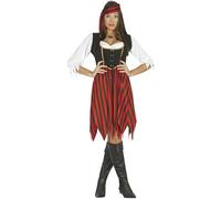 Fiestas Guirca - Déguisement femme pirate - Chemise, corset, jupe - M(38-40) Rouge et Noir