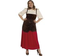 FIESTAS GUIRCA | Disfraz de Tabernera Medieval (44-46/XL) - Robe pour Femme - Costumes d'Époque, Renaissance et Foires Médiévales pour Halloween, Carnaval et Fêtes Déguisées - Marron et Rouge