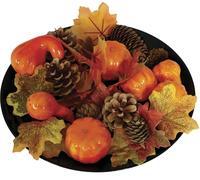 FIESTAS GUIRCA | Ensemble de Feuilles de Citrouille et d'ananas en PVC - Décoration effrayante pour Halloween et fêtes à thème - Idéal pour Accessoires - Orange