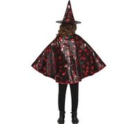 FIESTAS GUIRCA Ensemble de sorcière pour enfant (50 cm) - Cape et bonnet pour déguisement d'Halloween et de fêtes de sorcière - Accessoire idéal pour garçons et filles - Noir et rouge