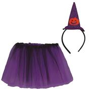 FIESTAS GUIRCA Ensemble de sorcière pour enfant avec tutu (30 cm) - Accessoires de déguisement pour Halloween et fêtes de sorcière - Idéal pour filles et garçons - Violet