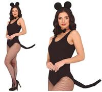 FIESTAS GUIRCA Ensemble de souris avec bandeau, nœud et queue (taille unique) - Accessoire de déguisement pour femme adulte - Idéal pour les fêtes d'animaux et les enterrements de vie de jeune fille