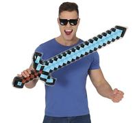 FIESTAS GUIRCA | Épée Pixel Gonflable (90 cm) - Accessoire de Déguisement pour Jeux Vidéo, Carnaval, Cosplay, Fêtes à Thème, Décoration Gamer - Enfants Adultes - Bleu