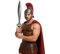FIESTAS GUIRCA | Épée Spartiate Factice (70 cm) - Accessoire pour Déguisement de Guerrier Grec Romain Thermopyles Léonidas Carnaval Halloween - Adulte Enfant - Argent Or