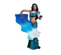 FIESTAS GUIRCA Éventail géant bleu et blanc (60 x 140 cm) - Accessoire décoratif pour fêtes à thème asiatique et célébrations - Idéal pour les femmes - Bleu et blanc