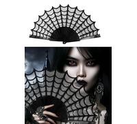 Fiestas Guirca Éventail gothique – Accessoire de costume Halloween et fêtes historiques – Noir