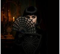 FIESTAS GUIRCA | Éventail Gothique Noir - Accessoire de Costume pour Halloween et Fêtes Historiques - Idéal pour Célébrations du XIXe Siècle et Événements à Thème - Pour Tous les Usagers - Noir