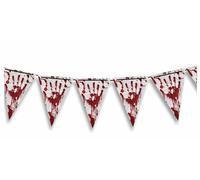 FIESTAS GUIRCA | Fanion Sanglant (3m/20x30 cm) - Décoration en Papier pour Fêtes d'Halloween Terrifiantes - Idéal pour Célébrations de Peur - Blanc et Rouge