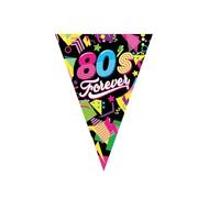 FIESTAS GUIRCA | Fanions des Années 80 (3m/20x30 cm) - Décoration en Papier pour Fêtes Rétro - Idéal pour Célébrations et Thèmes - Noir, Multicolore