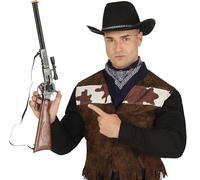 FIESTAS GUIRCA | Fusil de Jouet avec Lunette (64 cm) - Accessoire pour Costume de Cowboy du Vieil Ouest et Fêtes à Thème - Idéal pour Halloween et Carnaval - Pour Enfants et Adultes - Noir et Marron