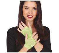 FIESTAS GUIRCA Gants mitaines en maille vert fluo de 11 cm