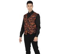 FIESTAS GUIRCA | Gilet Citrouille pour Adulte Homme (Taille Unique) - Accessoire de Costume pour Halloween et Fêtes de Vampires - Idéal pour Célébrations et Événements - Noir et Orange