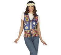 FIESTAS GUIRCA | Gilet Peace & Love Hippie Multicolore (Taille Unique) - Accessoire de Costume pour Fêtes des Années 60 et 70, Carnaval et Halloween - Idéal pour Femme Adulte - Multicolore