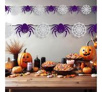 Fiestas Guirca – Guirlande Araignées et Toiles – 300 cm, Blanc/Noir – Décoration d'Halloween