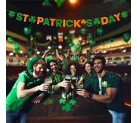FIESTAS GUIRCA | Guirlande de Saint Patrick (300 cm) - Décoration de Fête pour Célébrations et Événements - Idéale pour Fêtes de Saint Patrick et Autres Occasions - Vert et Orange