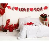 FIESTAS GUIRCA | Guirlande Je t'aime (300 cm) - Décoration Romantique pour Fêtes et Célébrations Spéciales - Idéal pour Anniversaires, Saint-Valentin et Mariages - Rouge