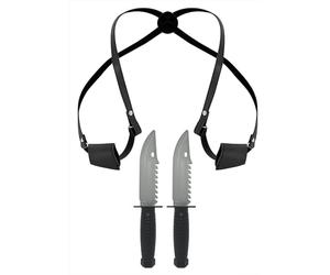FIESTAS GUIRCA | Holster d'épaule avec 2 Couteaux factices (Taille Unique) - Accessoire de déguisement pour Halloween Carnaval Oktoberfest Fête Militaire Policier Détective Homme Femme Enfant