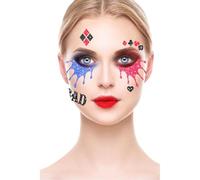 TATOUAGES ÉPHÉMÈRES VISAGE PAILLETÉ QUINZEL 20CM Rouge, Bordeaux