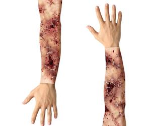 FIESTAS GUIRCA | Lot de 2 manches en tissu effet bras cousu (tatouages et FX) - Accessoire de maquillage effet sang pour enfants et adultes - Multicolore