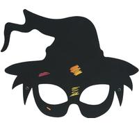 FIESTAS GUIRCA Lot de 6 masques de coloriage (20 cm) - Accessoire de déguisement pour Halloween et fêtes costumées - Idéal pour enfants et adultes - Masque pour les yeux pour peindre et décorer - Noir